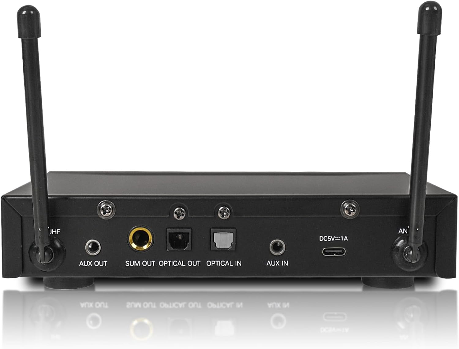 Sound Town 100 Channels Wireless Microphone Karaoke Mixer System with 2 Metal Handheld Microphones, Optical (Toslink), AUX, for Smart TV, Home Theater, Sound Bar (SWM16-2MEGA)