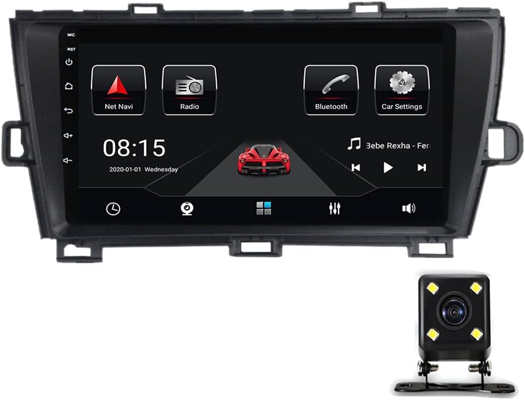 Double Din Car Stereo Receiver, 9In Touch Screen Car Radio Bluetooth, WiFi, USB, FM Radio, Compatible with Carplay and Auto, for Toyota Prius 2009-2015 with Backup Camera