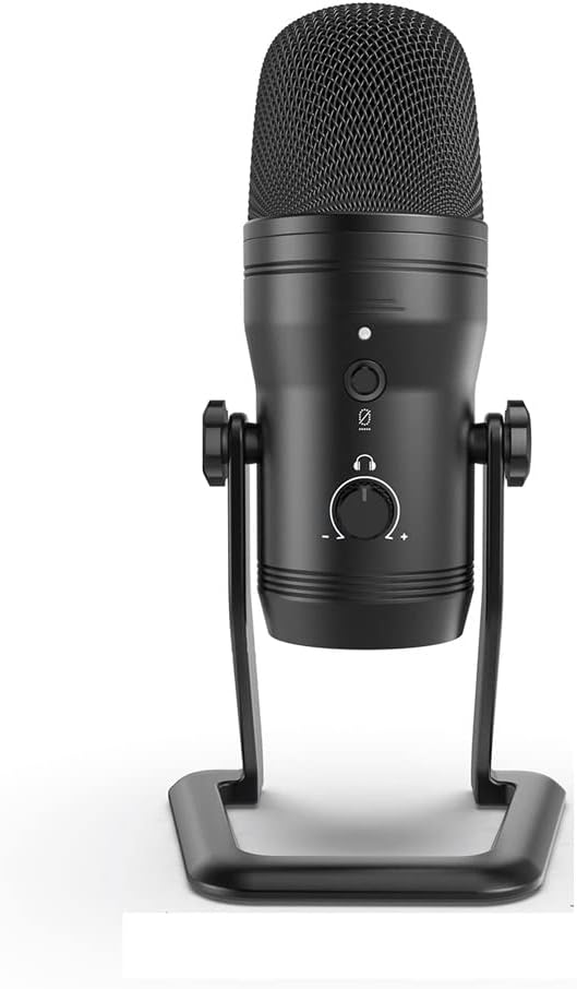 USB Recording Microphone, Computer Podcasting Microphone, Suitable for Four Voice Pickup Modes, Vocal and Game Microphones (Black 66.5 * 230mm)