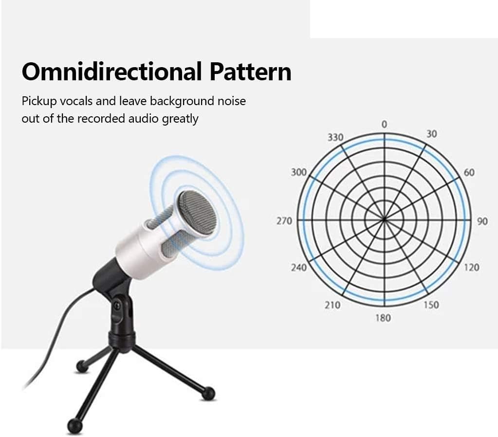 Microphone for Computer Computer Microphone,External PC 3.5mm Microphone with Tripod Condenser Mic for Loptop Mac-Recorder Singing Karaoke