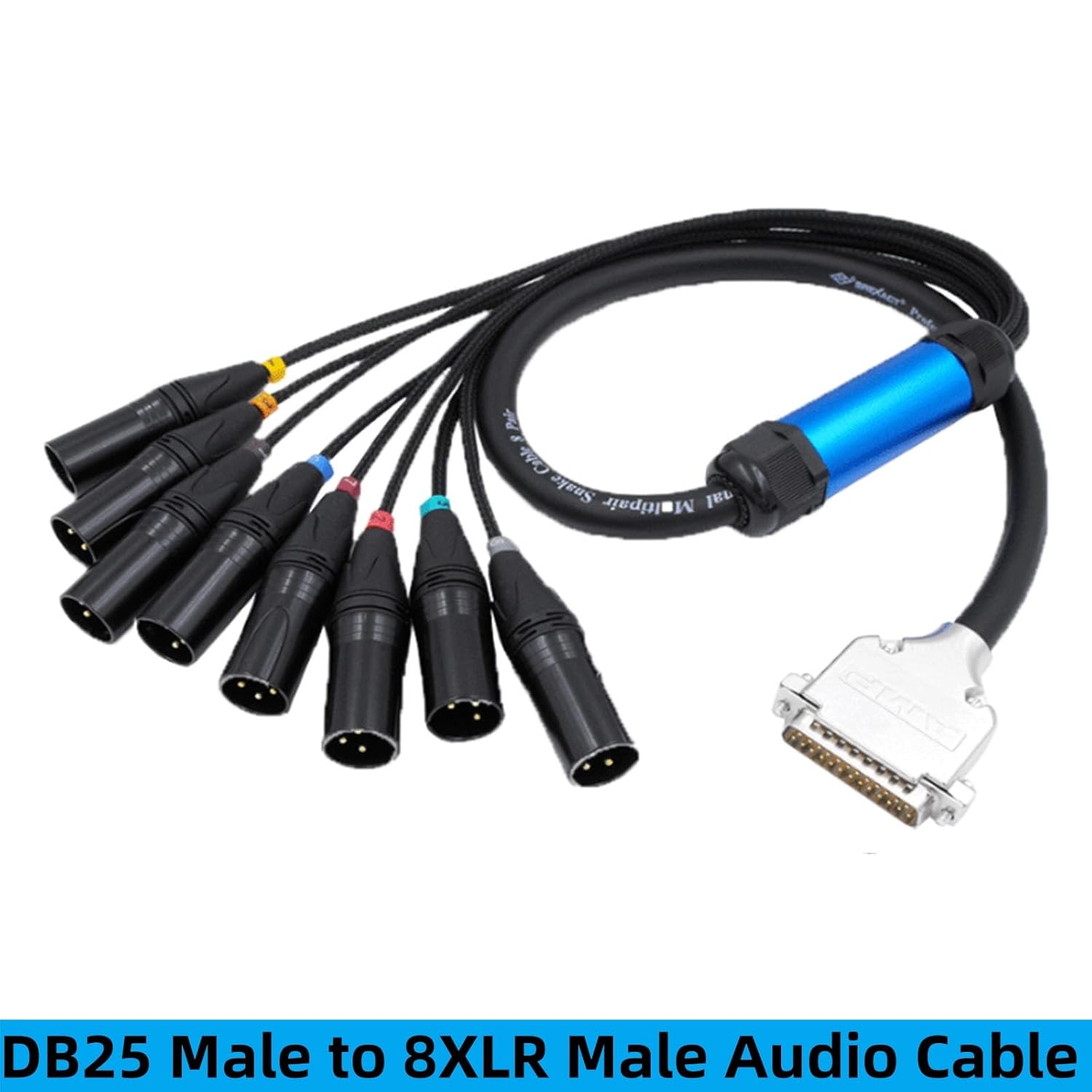 Professional DB25 Male to 8 XLR 3Pin Male Eight Channel Analog Audio Signal Cable for Mixing Console PVC Cable 1.5Meter