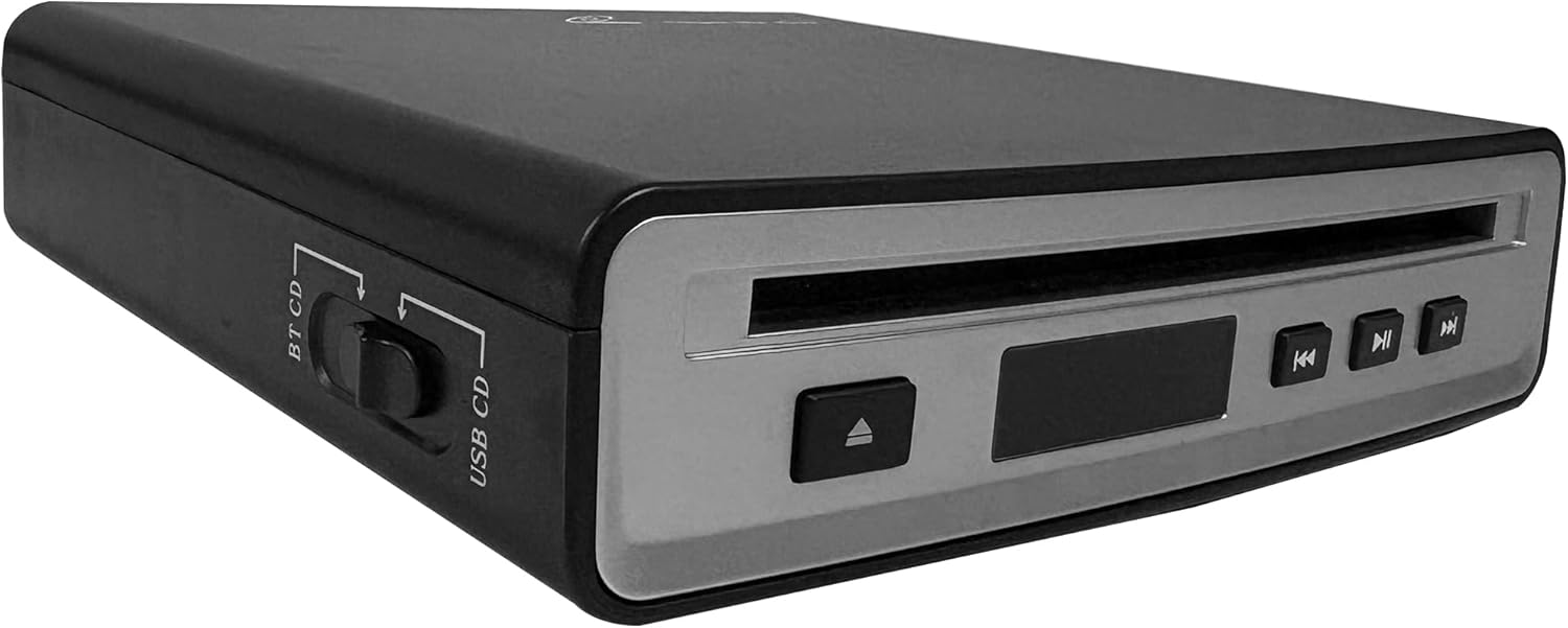 External Portable Car USB or Bluetooth Connected Hi-Fi CD Player, Plug and Play, Suitable for Various Cars，Laptops, Desktops