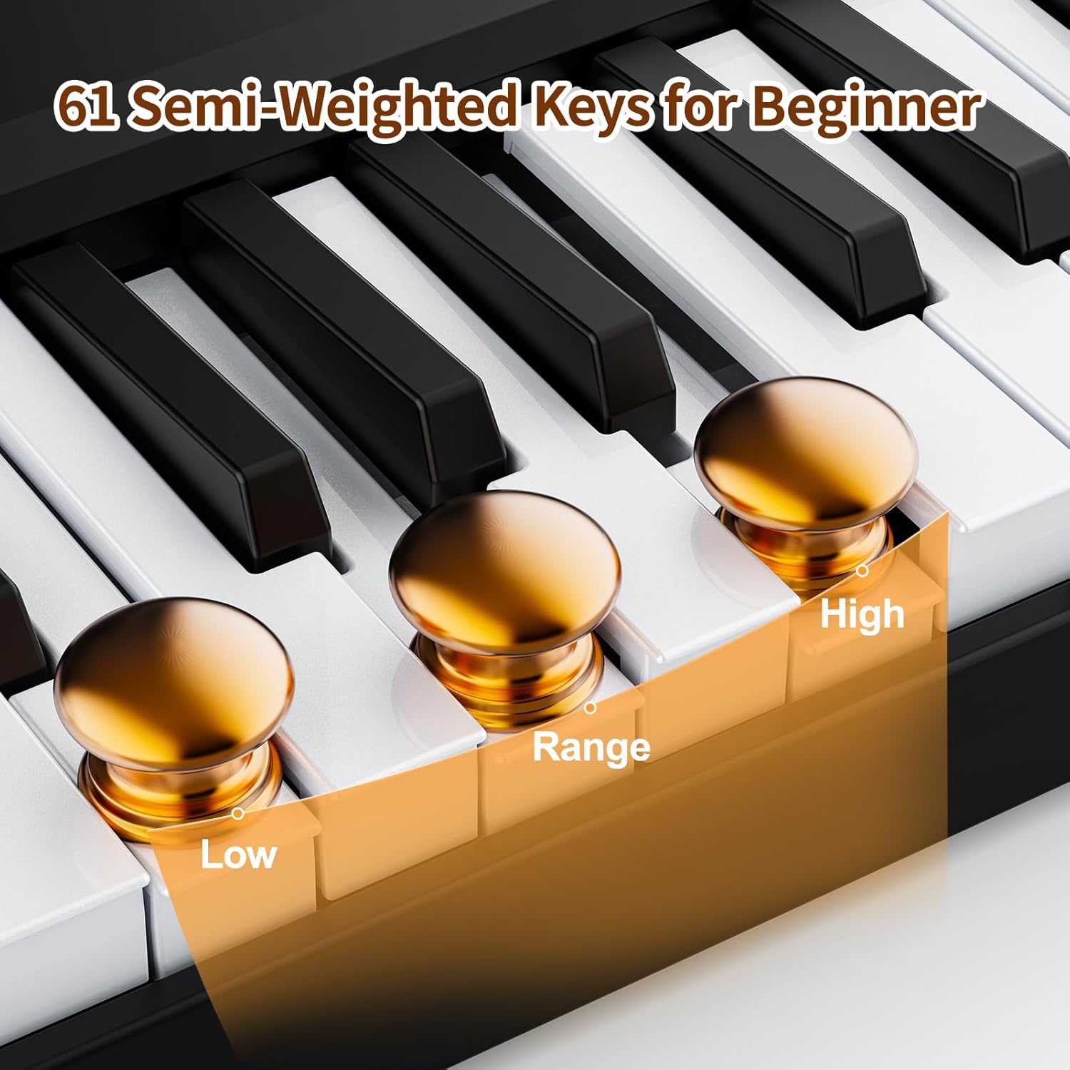 Electronic Piano Keyboard,Bluetooth Foldable 61 Key Semi-Weighted Digital Pianos with Power Adapter,Pedal,Sheet Music Stand,Sticker,Bag,Gift for Beginners,Black