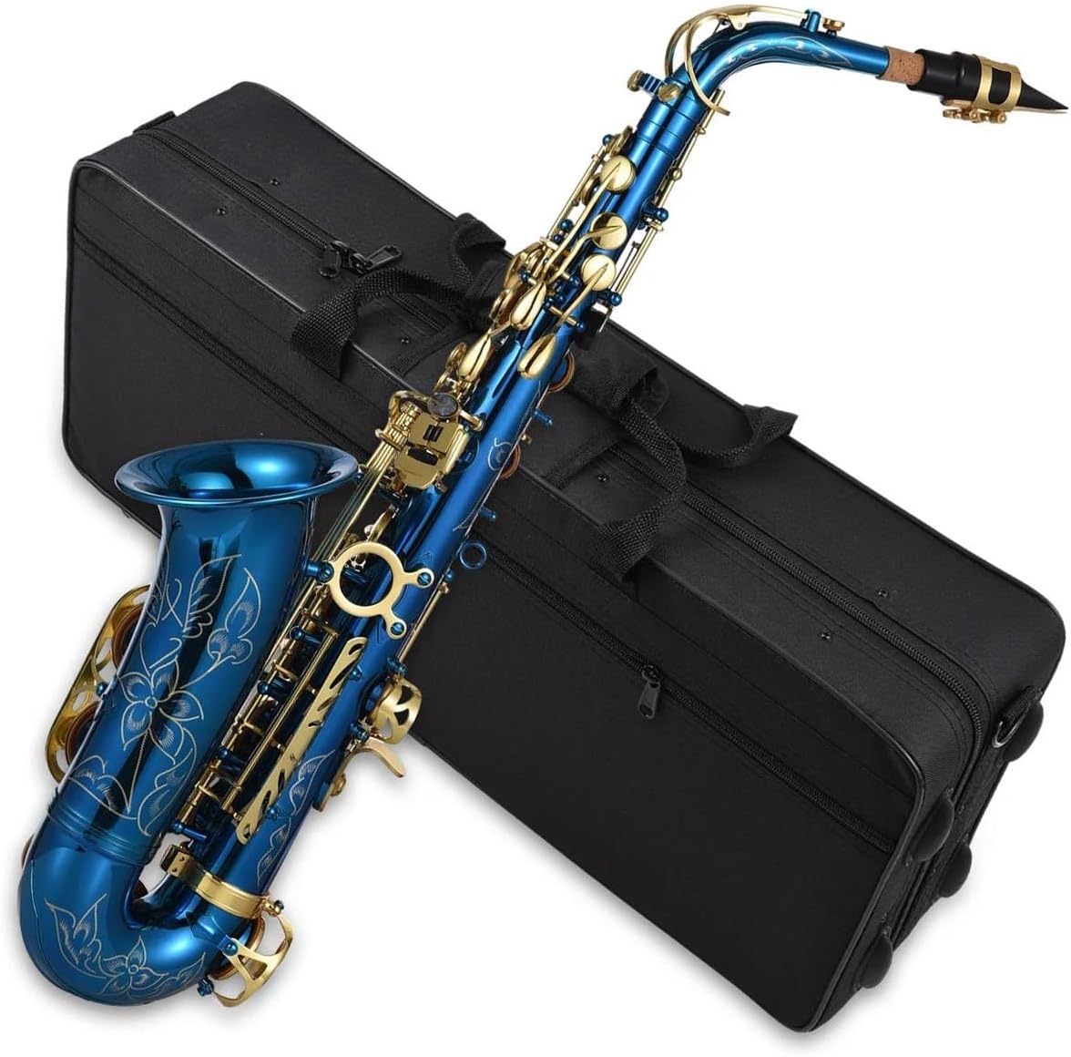 VBDEFRT Woodwind Instruments Brass Engraved Eb E-Flat Alto Saxophone Sax Buttons Wind Instrument With Case Cloth Belt Brush
