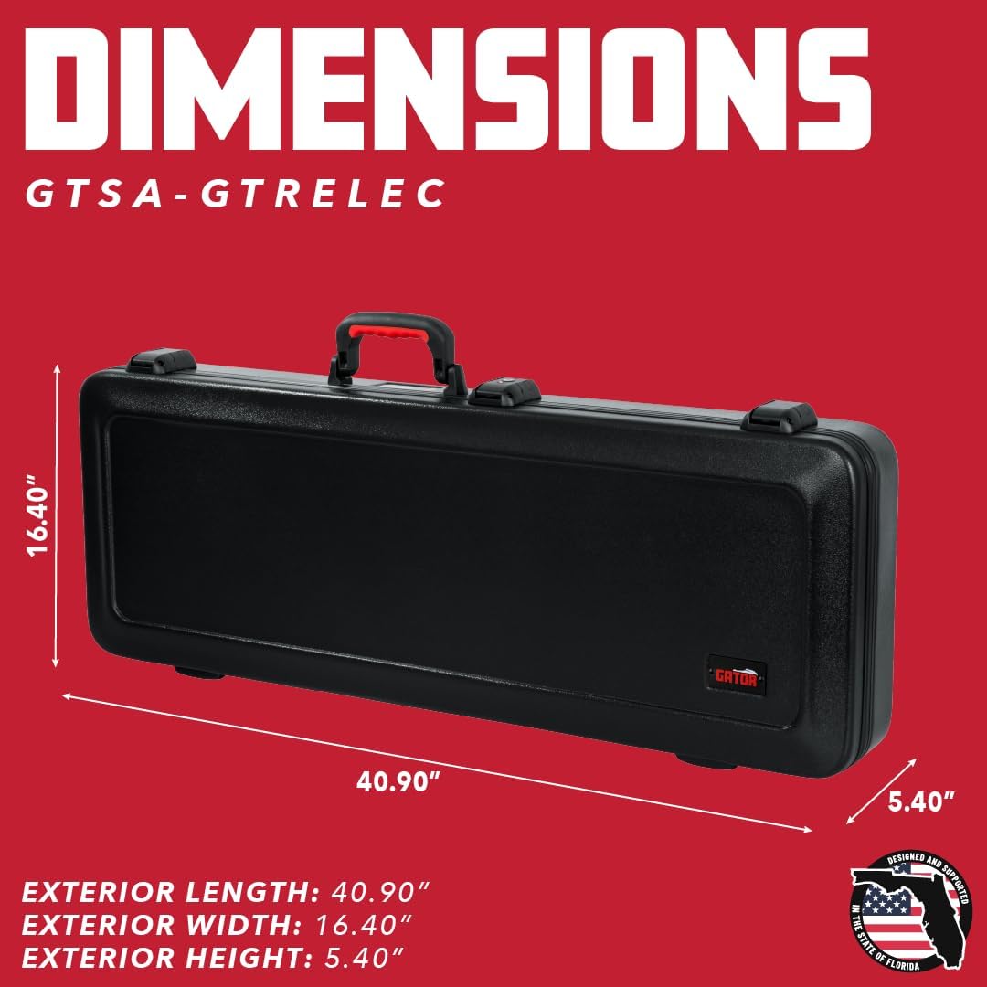 Gator Cases Molded Flight Case for Strat/Tele Style Electric Guitars with TSA Approved Locking Latch, (GTSA-GTRELEC)
