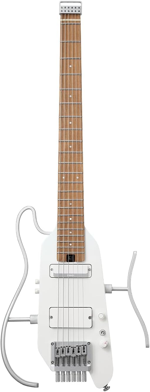 Donner HUSH X PRO Electric Guitar Kit - Smart Travel Guitar with Dozens of Preset Combinations, 7 Tone Sim Options, Metallic White and DA-10 Guitar Amp