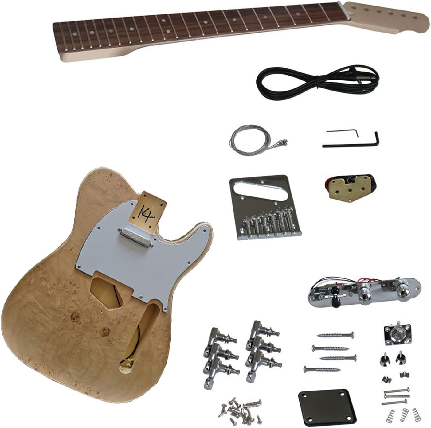 TSTS Unfinished Guitar DIY Kit Basswood Body with Rosewood Fingerboard Includes All Mounting Screws Unfinished Electric Guitar Kit