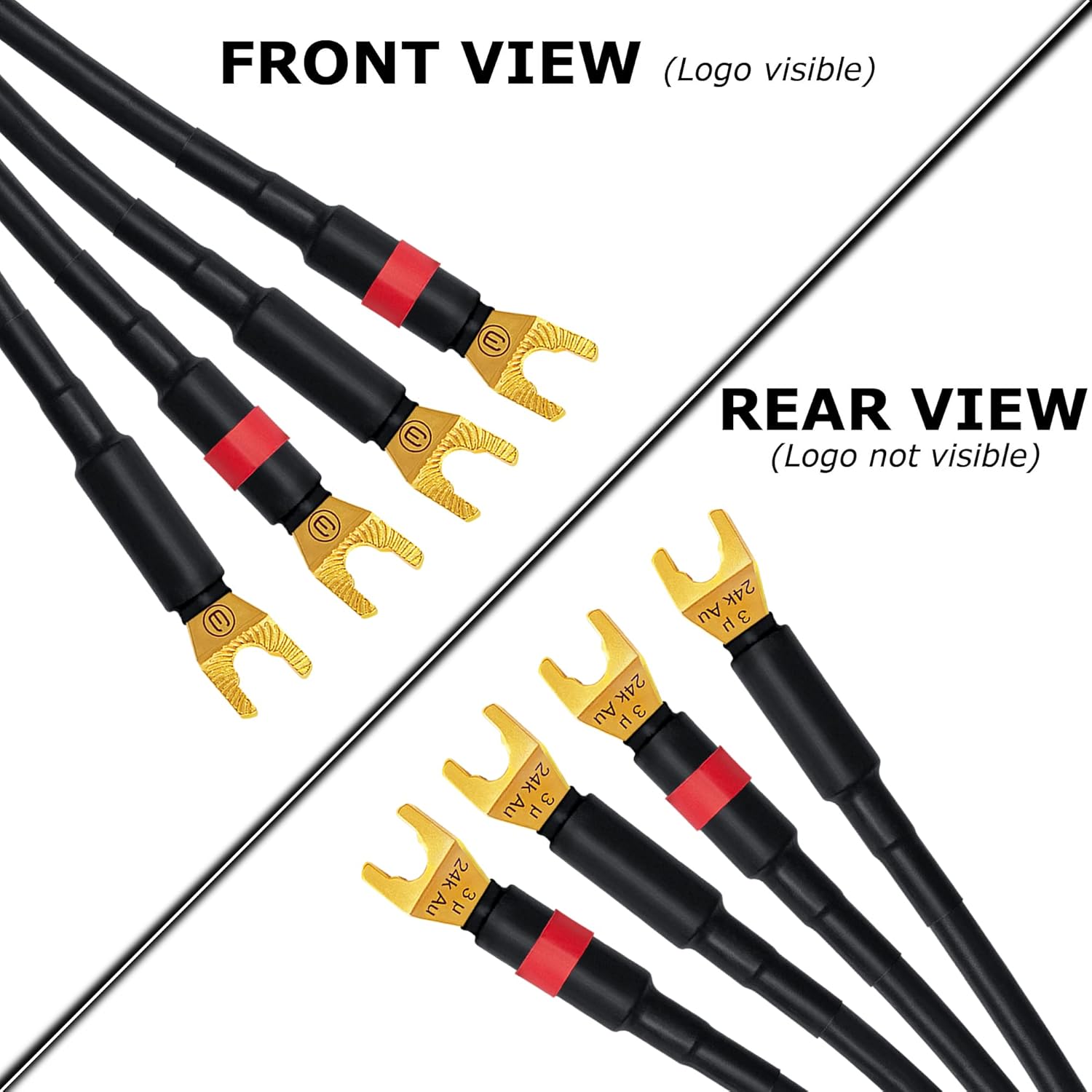 WORLDS BEST CABLES 10 Foot - Canare 4S11 – Audiophile Grade - HiFi Star-Quad Bi-Amp Speaker Cable Pair with Eminence Gold Banana & Spade Connectors [Banana x4 – Spade x4]