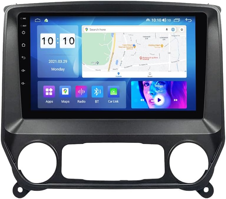 Android Car Stereo for Chevrolet Silverado GMC Sierra 2014-2018,10 inch IPS Touchscreen with Upgrade Wireless CarPlay & Android Auto,WiFi/GPS,Support SWC and Subwoofer,8-Core 8G+256G