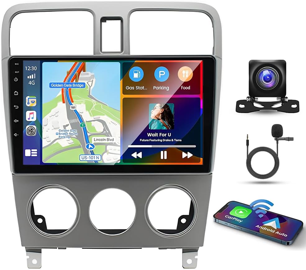 9 Inch Android 13 Car Stereo for Subaru Forester 2002-2008 HD Touch Screen Double Din Car Radio Receiver w/Wireless Carplay & Android Auto GPS Navigation Mirror Link FM SWC Backup Camera Mic, 2+32G