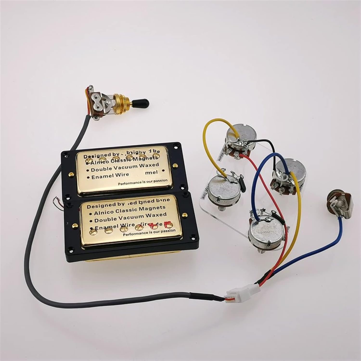 KESHUO Standard Electric Guitar Kit Gold Cover with Wire Harness Humbucker Pickup Pickup Part (Color : Gold with Wiring1)