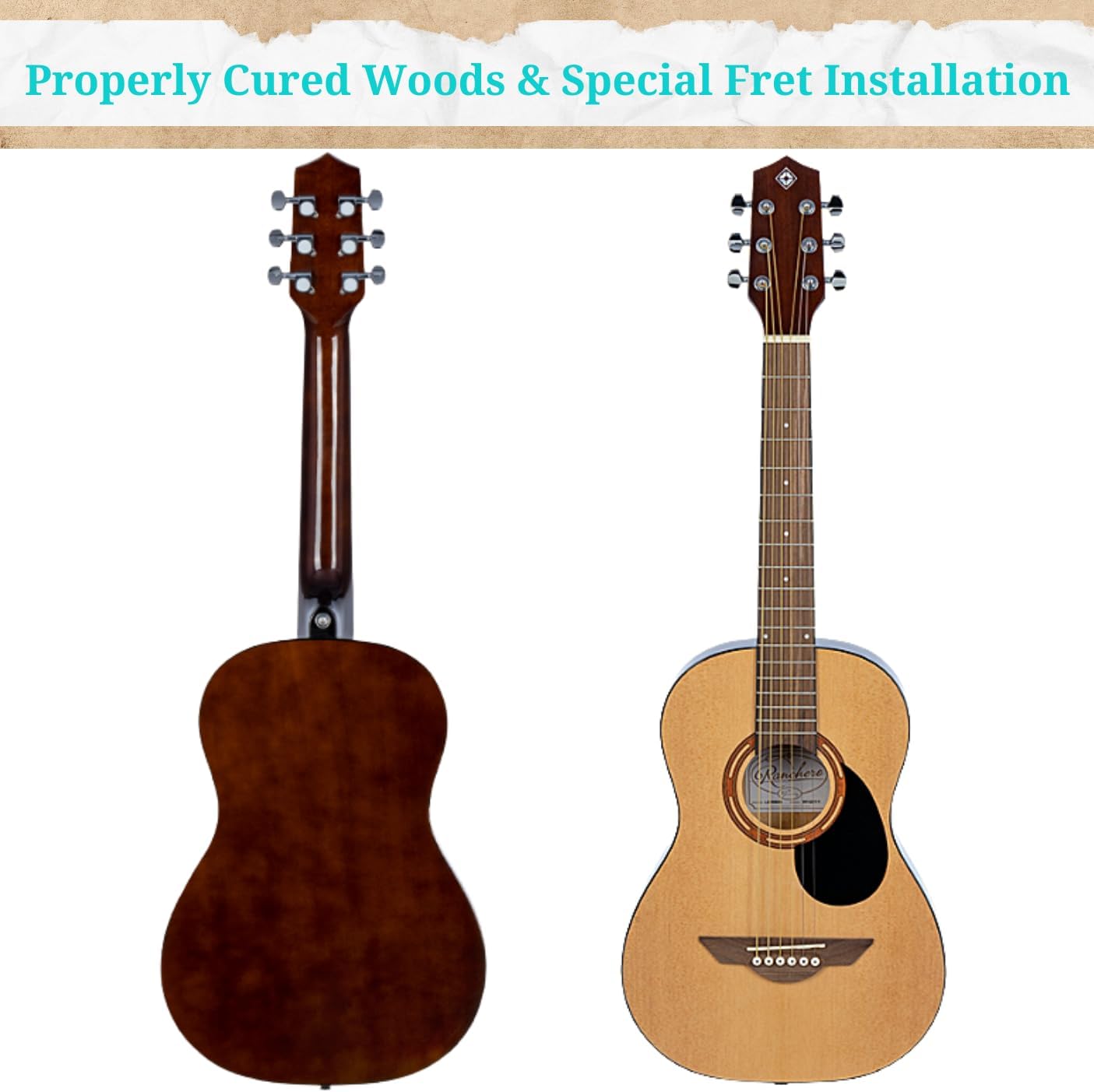 H. Jimenez 6 String Acoustic Guitar, Right, Tan (LGR50S)