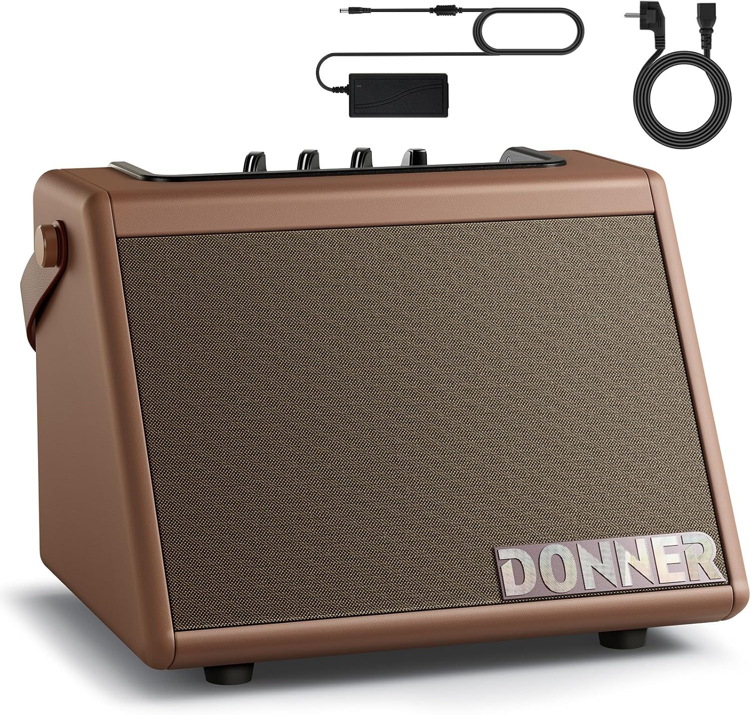 Donner Drum Amplifier 20W, Wireless Electric Drum Speaker Keyboard Amp, Mini DDA-20 Portable for Home Practice (Brown)
