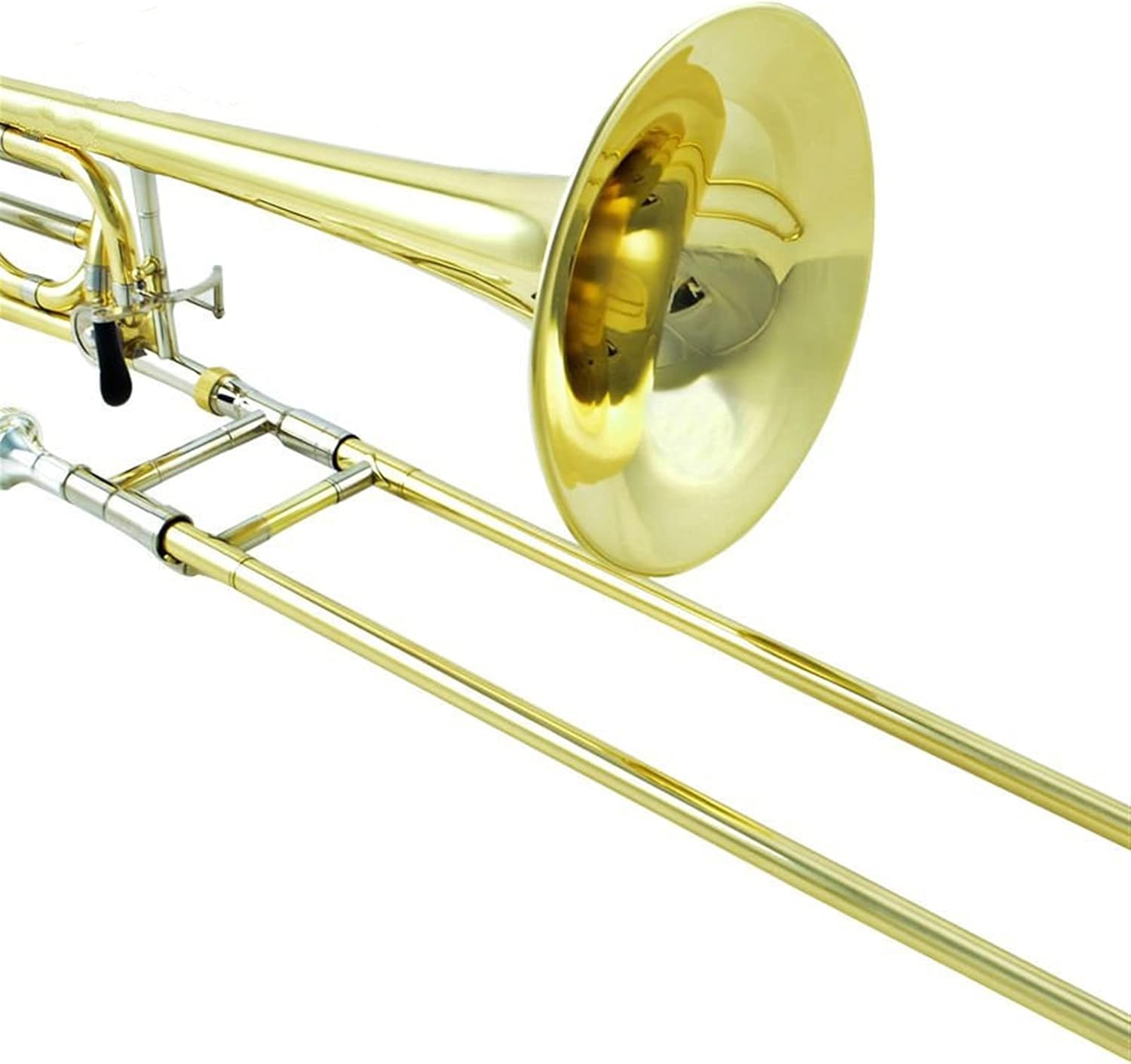 Student Trombone Tenor Trombone B/F Flat Gold Lacquer Brass Trombone Wind Instruments with Mouthpiece and Lightweight Case Trombone Kit