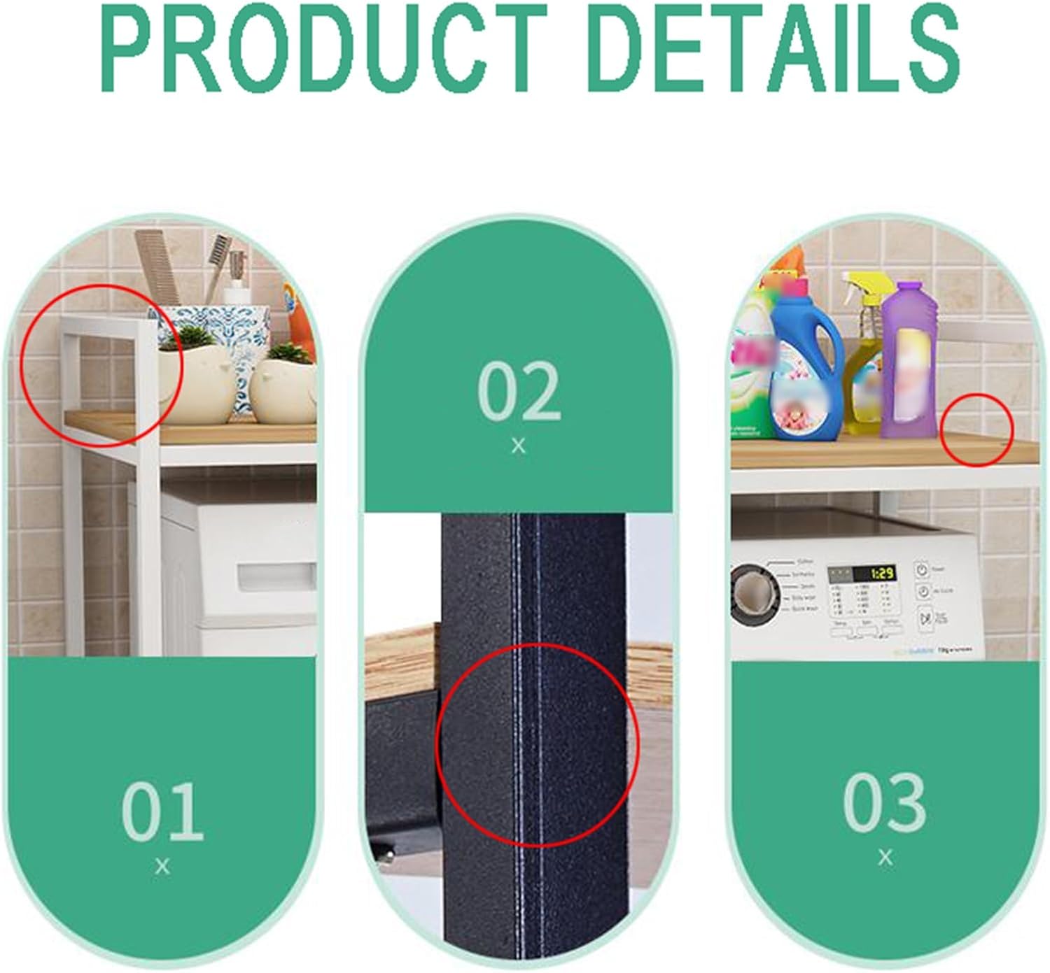 Washing Machine Storage Rack, Large Capacity Multifunctional Laundry Rack Storage Unit for Drum Washing Machine (C)