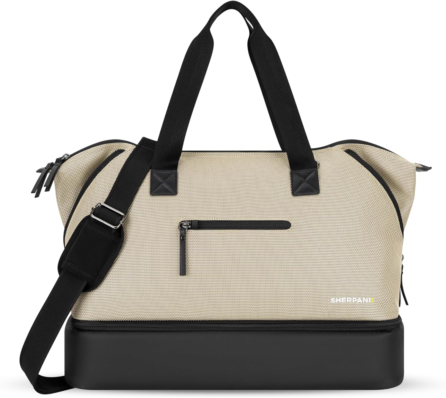 Sherpani Boston, Anti Theft Weekender Bags, Travel Duffel Bag for Women, Carry On Tote Bag with Removable Shoe Bottom Compartment, Metal Hardware, Travel Gift (Straw)