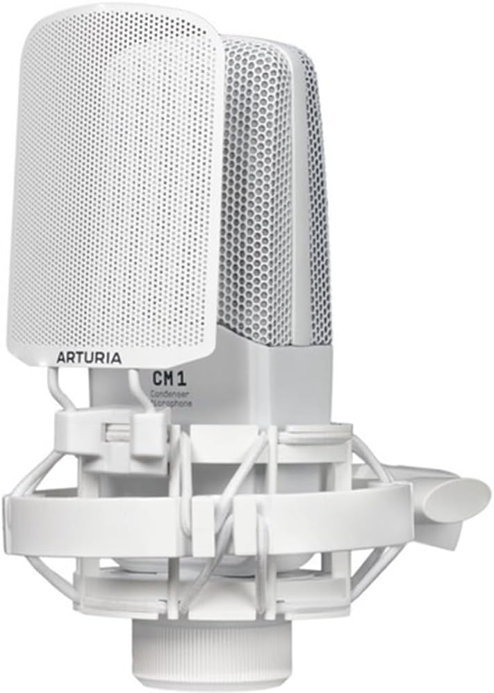 Arturia MiniFuse Recording Pack (White) Bundle with Headphone Holder For Mic Stand and Kellards Microphone Stand