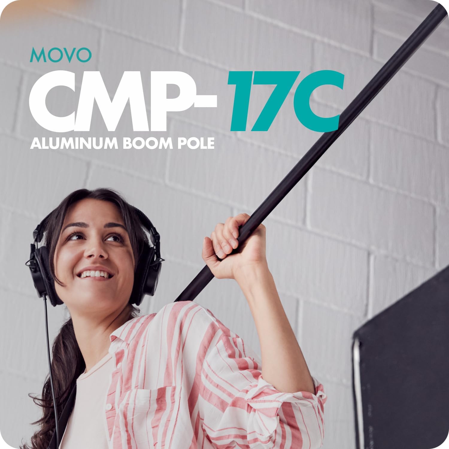 Movo CMP-17C Professional 9.8' Aluminum Boom Pole for Shotgun Microphones with Internal XLR Cable – Compatible with Rode NTG Series, Sennheiser MKE600, Audio-Technica AT875R & More