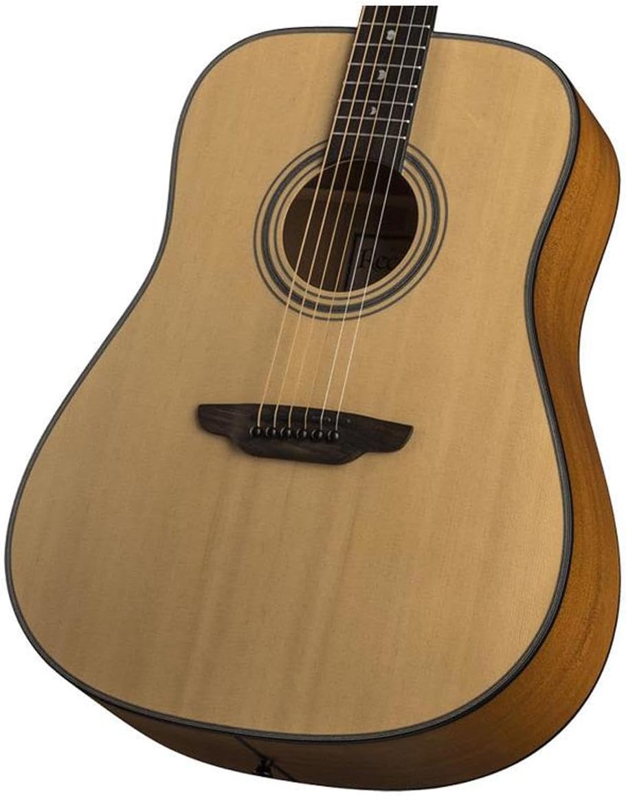 Luna Art Recorder All Solid Wood Dreadnought 6-String Guitar, 21 Frets, 'C' Shape Neck, Rosewood Fretboard, Satin Natural