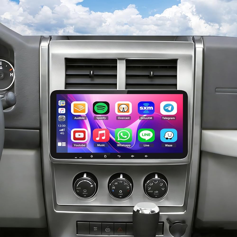 10.33 Inch Android 13 Car Stereo for Jeep Liberty 2008-2012, w/Wireless CarPlay & Android Auto, 4G+64G, Touch Screen, Head Unit, Mirror Link, Bluetooth, GPS Navigation, WiFi,SWC,Backup Camera