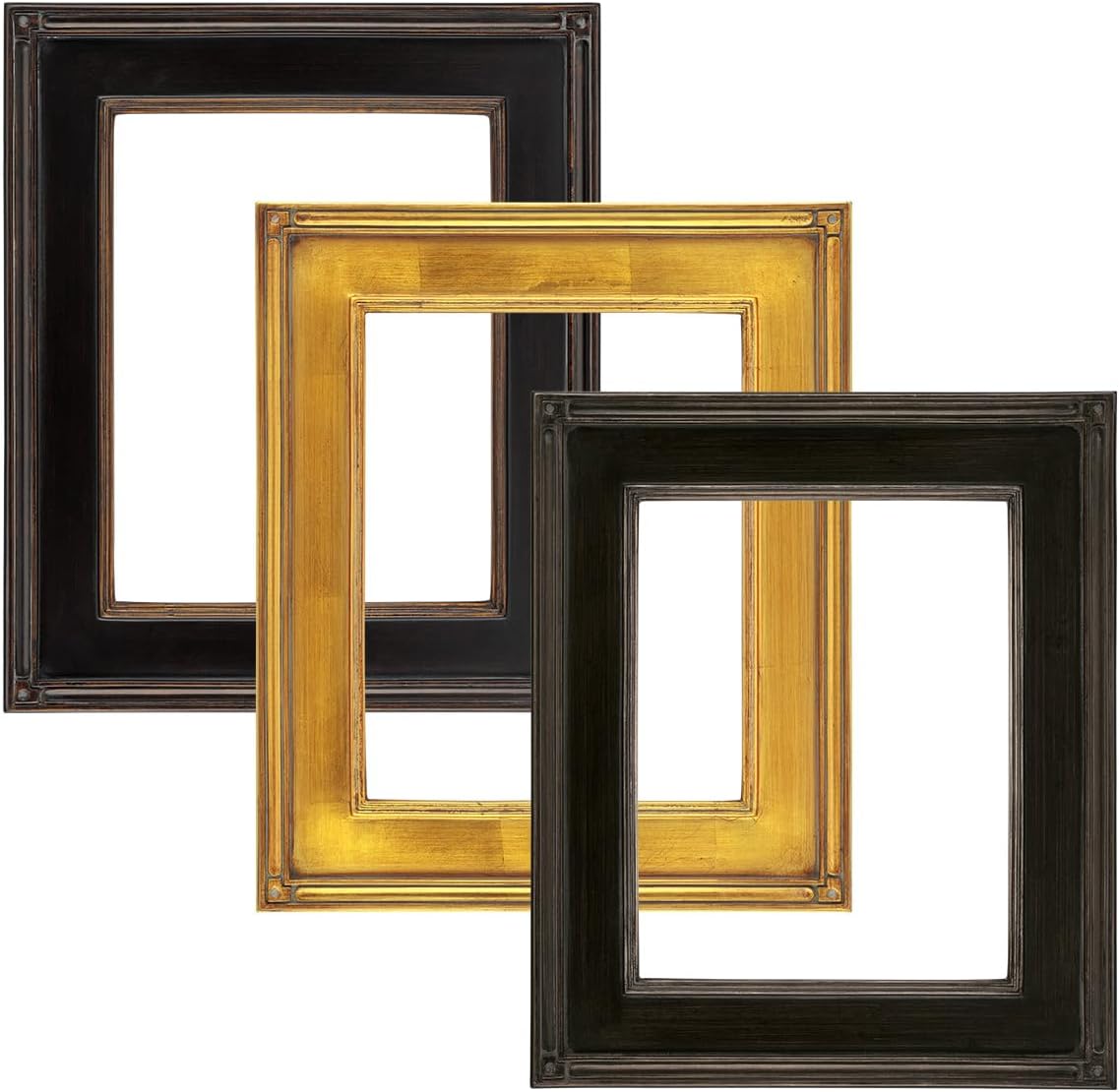 Creative Mark Plein Air Museum Collection De Stijl Open Back Art Frame - 11x14-6 Pack Gold - Art Deco Wood Composition Hand-Leafed Museum-Quality Closed-Corner | Does Not Include Glass or Backing