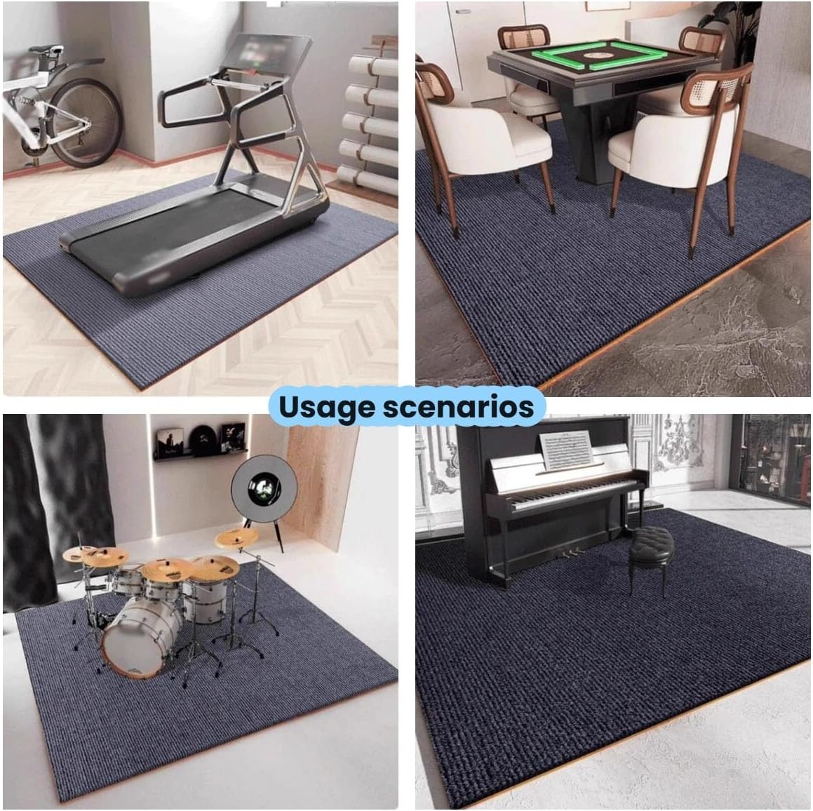 Sound Proof Floor Mat,Sound Absorbing Rug,Drum Carpet with Non-Slip Grip Bottom,Carpet Acoustic Pads for Gym Piano Room