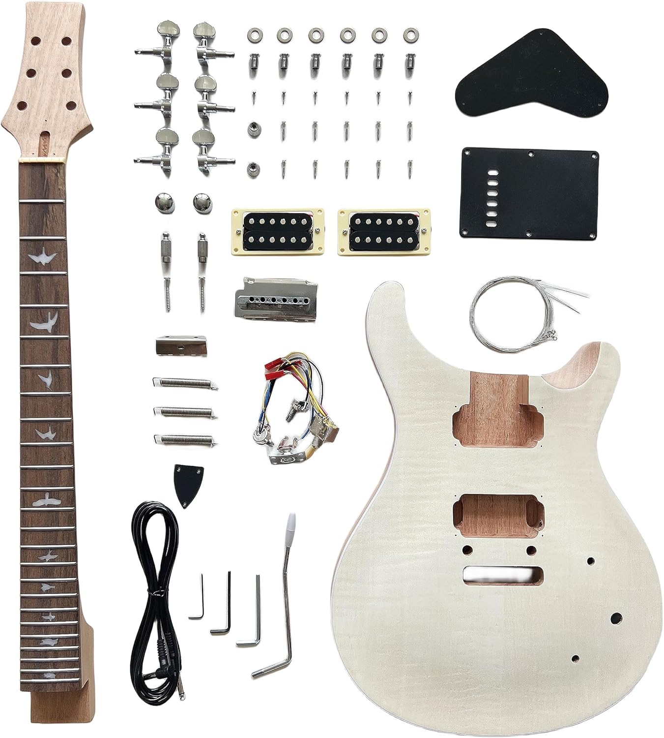 DBL PRS Style DIY Electric Guitar Kits,6 String Right-Handed with Mahogany Body Mahogany Neck Rosewood Fingerboard Chrome Hardware,Build Your Own Guitar.