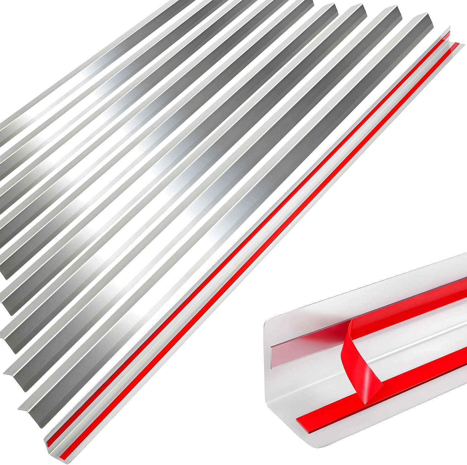 Wall Corner Guards, 0.5” x 0.5” x 48”, Metal Wall Corner Protector, 10 Pack for Wall Protection and Decoration, 20 Ga/ 1MM Thickness Stainless Steel Corner Guard with 90-Degree Angle