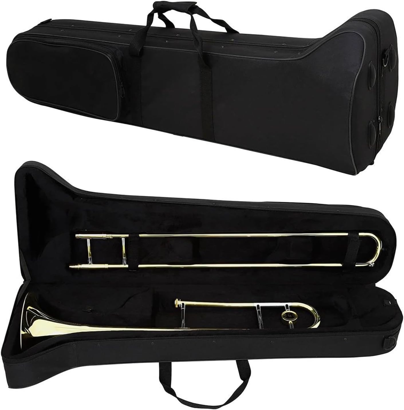 Adult Trombone Instrument Gold And Silver Alto Slide Trombone With Gloves Set B Key Copper Plated Instrument Suitable For Beginners(Trombone set)