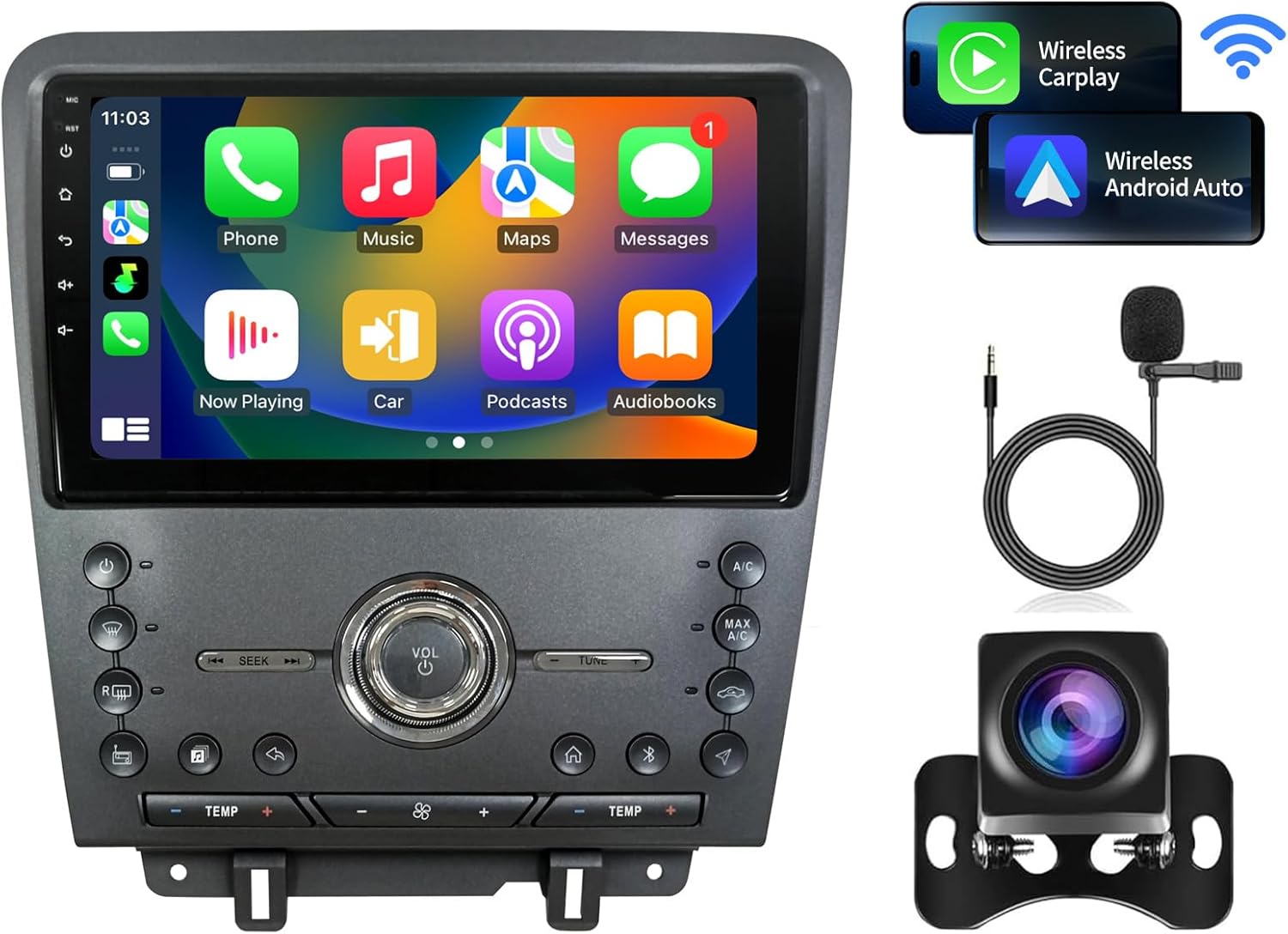 Radio for Ford Mustang 2010-2014 10 Inch Touch Screen Android 14 Car Stereo HD Touch Screen Wireless Carplay & Android Auto Bluetooth WiFi GPS FM Radio Upgrade