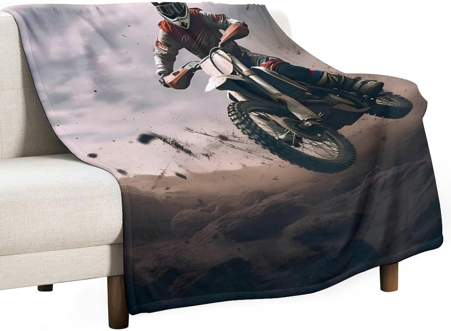Dirt Bike Racing Funny Throw Blanket Soft All Season Blankets Warm for Couch Sofa Bed Decor 60