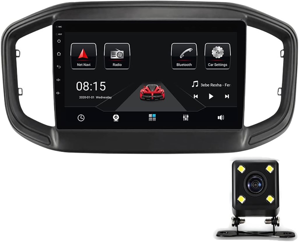 Double DIN Car Multimedia Player, 9 Inch Touchscreen Car Stereo with Backup Camera, Bluetooth, Steering Wheel Controls, USB Port, FM Car Radio Receiver, for Fiat Strada 2020-2021