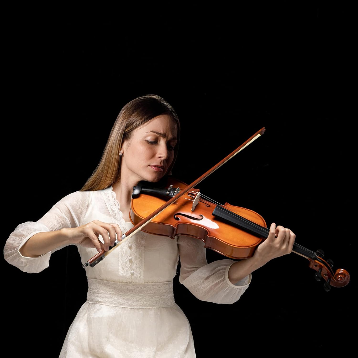 GLARRY Violin 4/4 Full Set for Kids - Solidwood Fiddle with Tuner Bow Case Shoulder Rest, Including Acoustic Violin Strings for Beginners Adults (Bright Brown)