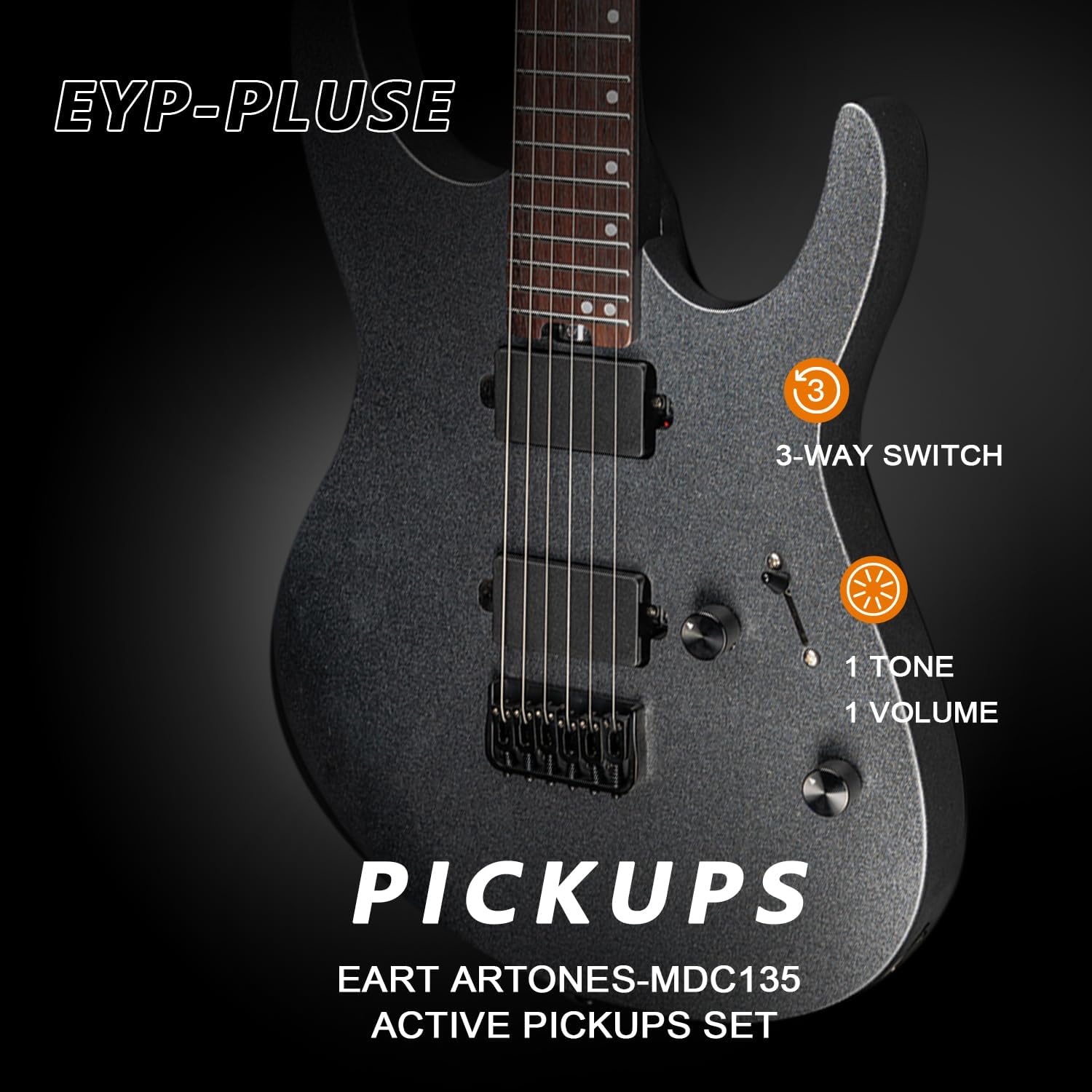 EART EYP-Pulse Soild Body Electric Guitar with Roasted Mahogany Body and Artones-MDC135 Active Pickups Rock