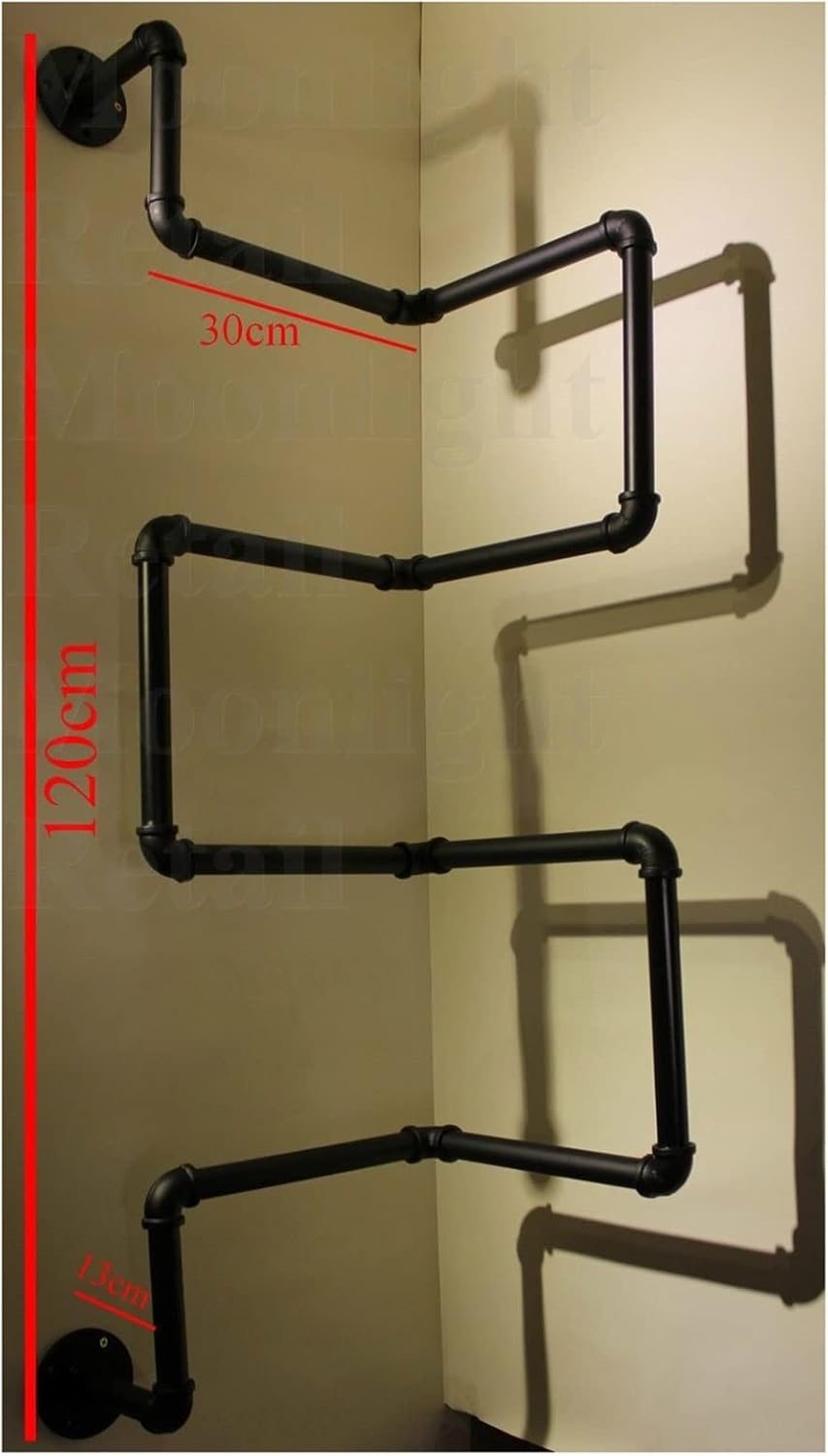 XLTFUC ZXFF Wrought Iron Bookshelf Retro Wall Hanger Wall Water Pipe Rack, Corner Decoration Creative Industrial Pipe Flower Stand-120X30X13cm