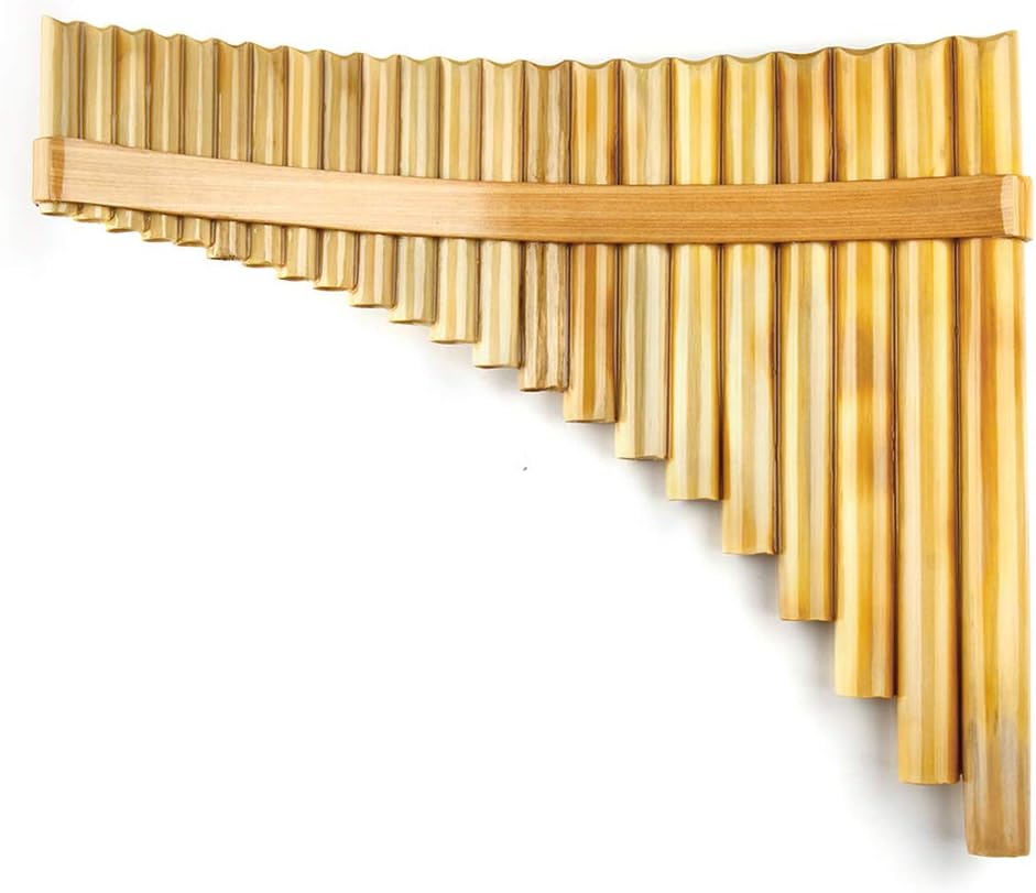 Upscale Romanian Folk Instrument Natural Reed Pan Flute Panpipes G Key Wind Pan flute Flauta Handmade (22 Pipes Right Hand, Wood)