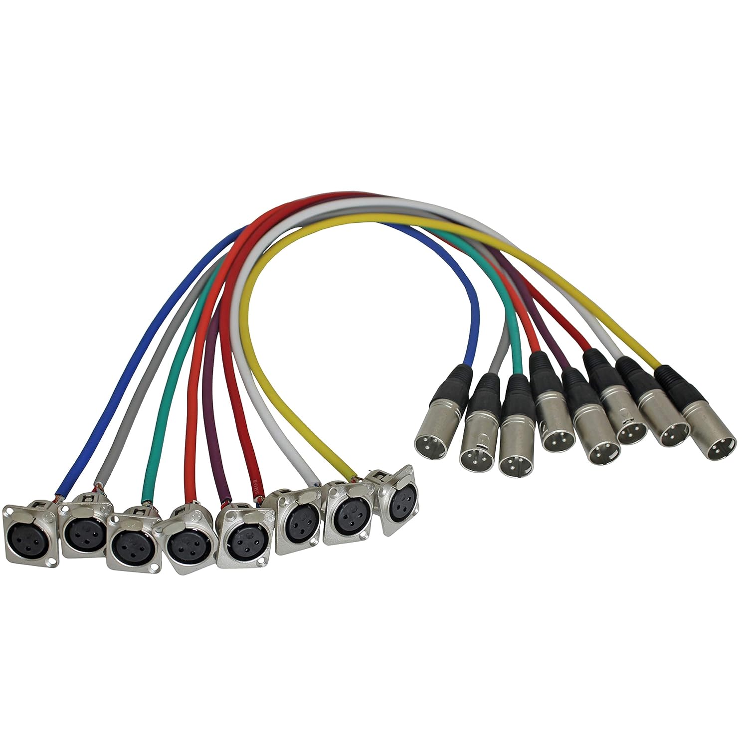Replacement XLR Pigtails for Floor Boxes and Rack Panels 8 Color Pack