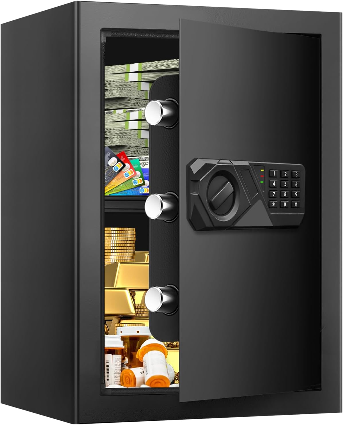 3.0 Cuft Fireproof Safe for Home Use, Digital Home Safes Fireproof Waterproof with Programmable Keypad, Backup Keys and Alarm System, Anti-Theft Home Security Safe Box for Document Money Medicines