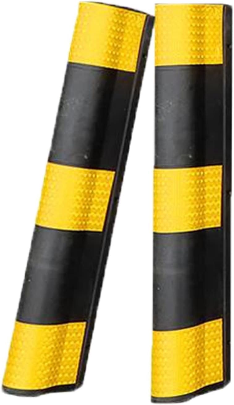 Wall Corner Guard for Parking Garages, Rubber Round Edge Corner Guard, Car Parking and Warehouse, Yellow Safety Strips(Black+yellow-80cm,2pcs)