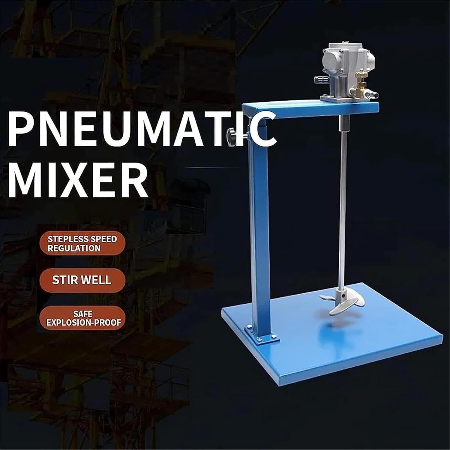 5 Gal/20L Pneumatic Mixer with Stand, Stainless Steel Automatic Paint Stirring Machine, Air Agitator Paint Mix Tool, for Paint Mixing In Paint Factory, Home, Food