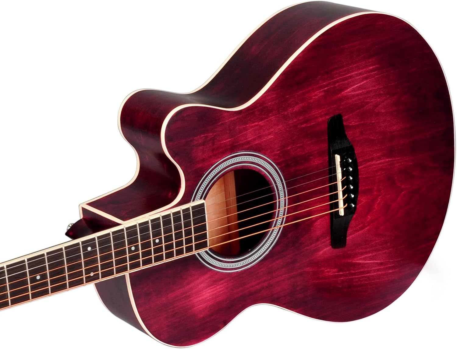 Winzz 40 Inches Acoustic Steel-string Guitar Beginner for Adults Students, Elegant Unique Color Design (Red)