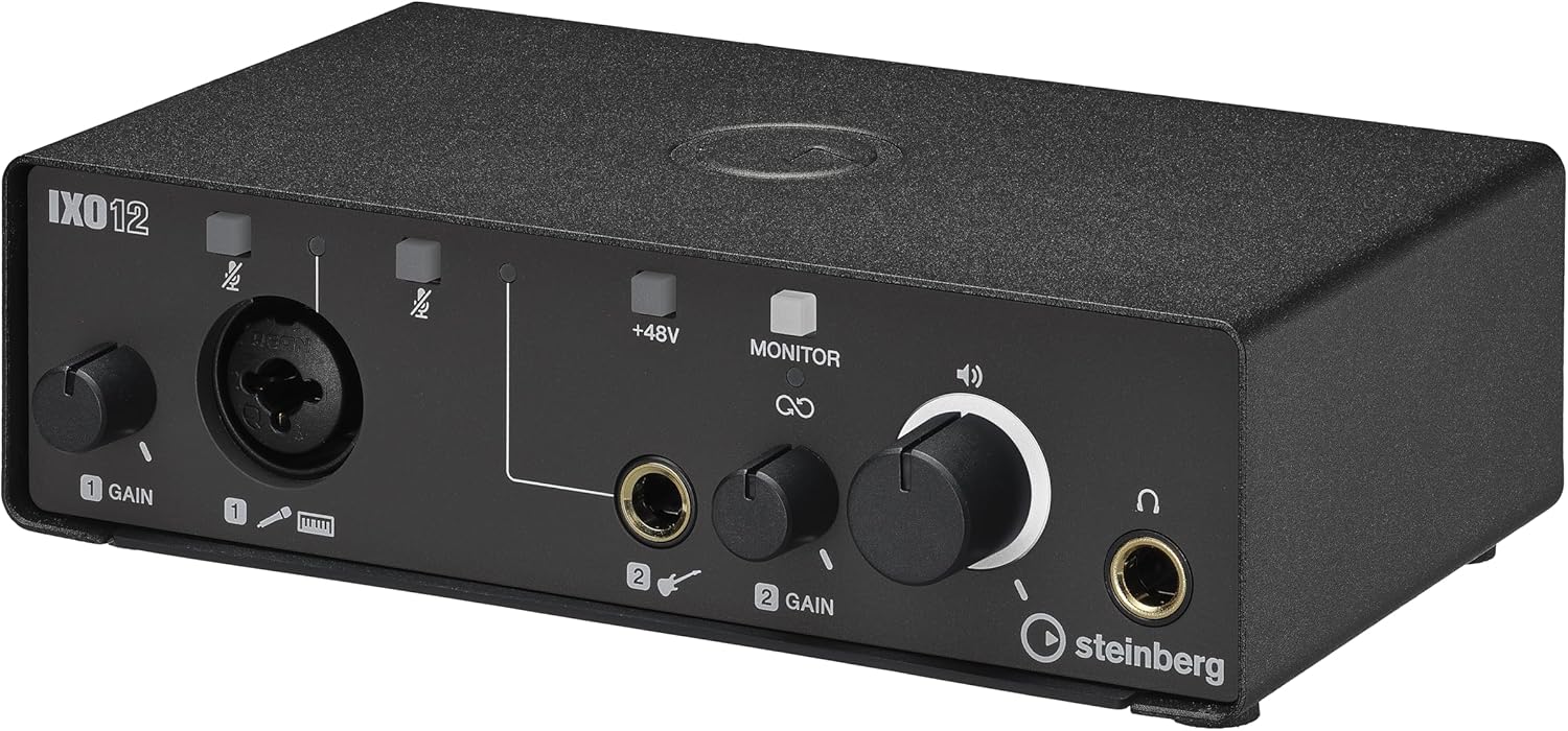Steinberg IXO12 Black, 2x2 USB 2.0 24-Bit/192kHz Audio Interface With Cubase AI, Cubasis LE and Steinberg Plus Software