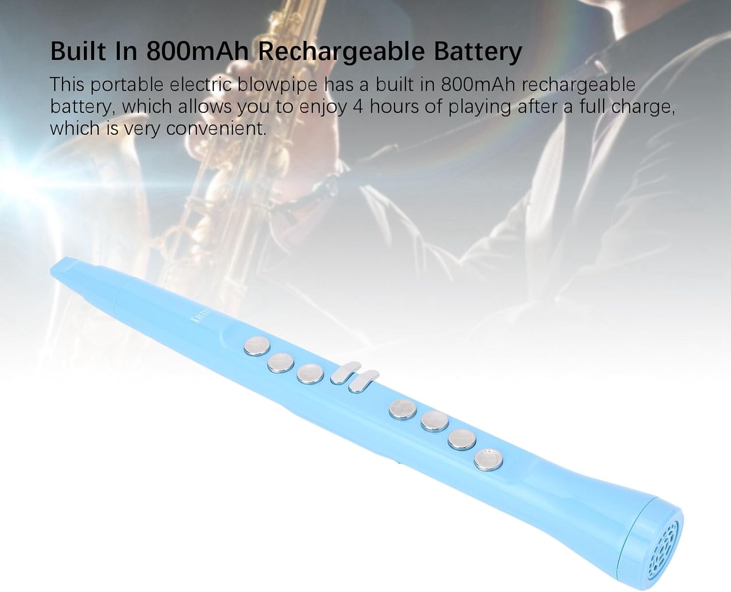 Portable Electric Wind Instrument HD Display Saxophone with 99 Tones, Removable Mouthpiece for Amplifier or Headphone Connection