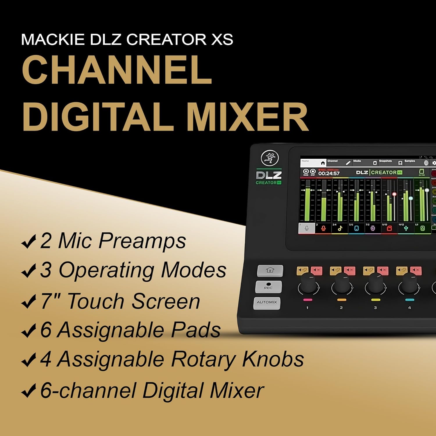 Mackie DLZ Creator XS Compact 6-channel Digital Mixer, USB, 7