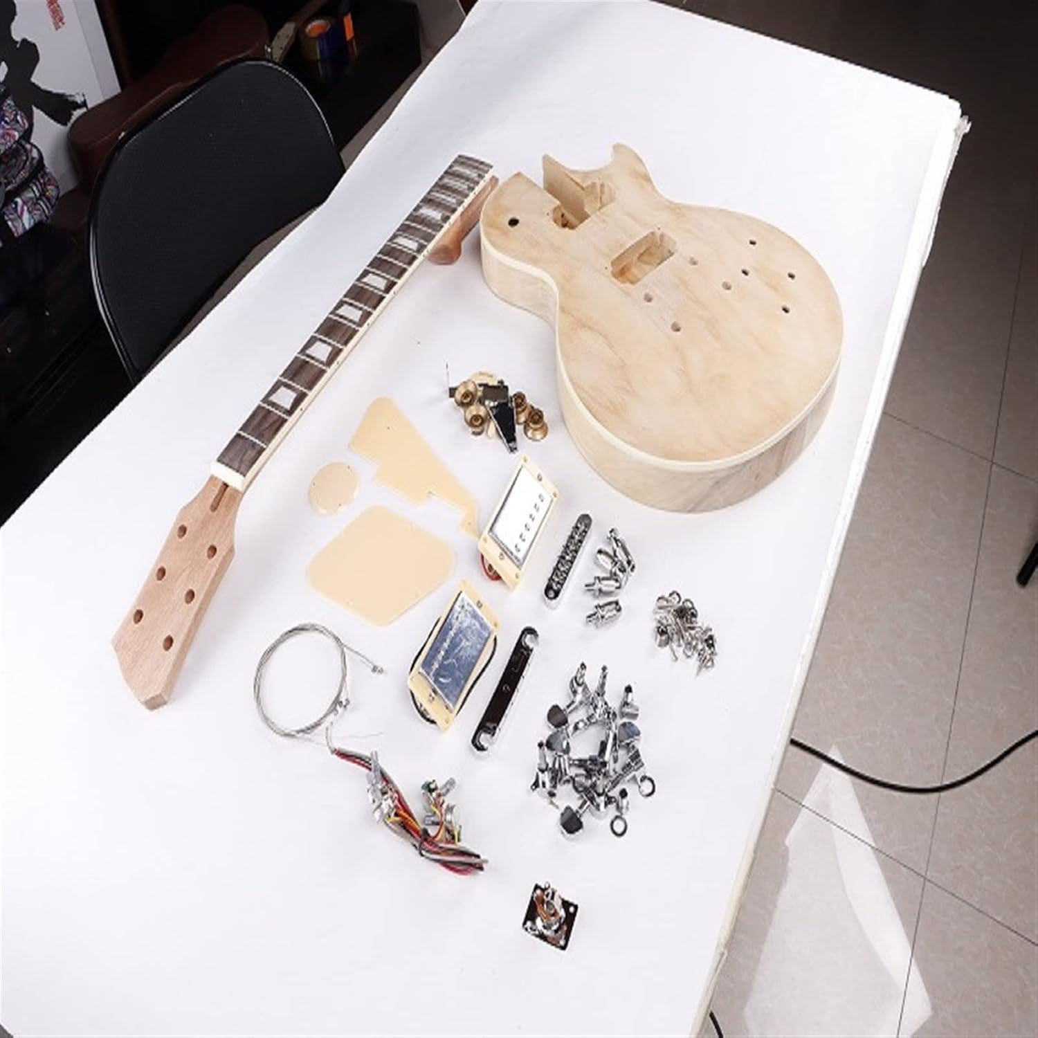 DIY Electric Guitar Kit for LP Electric Guitar Set Neck Guitar Body Wood Billet DIY Semi-Finished Complete Accessories Set