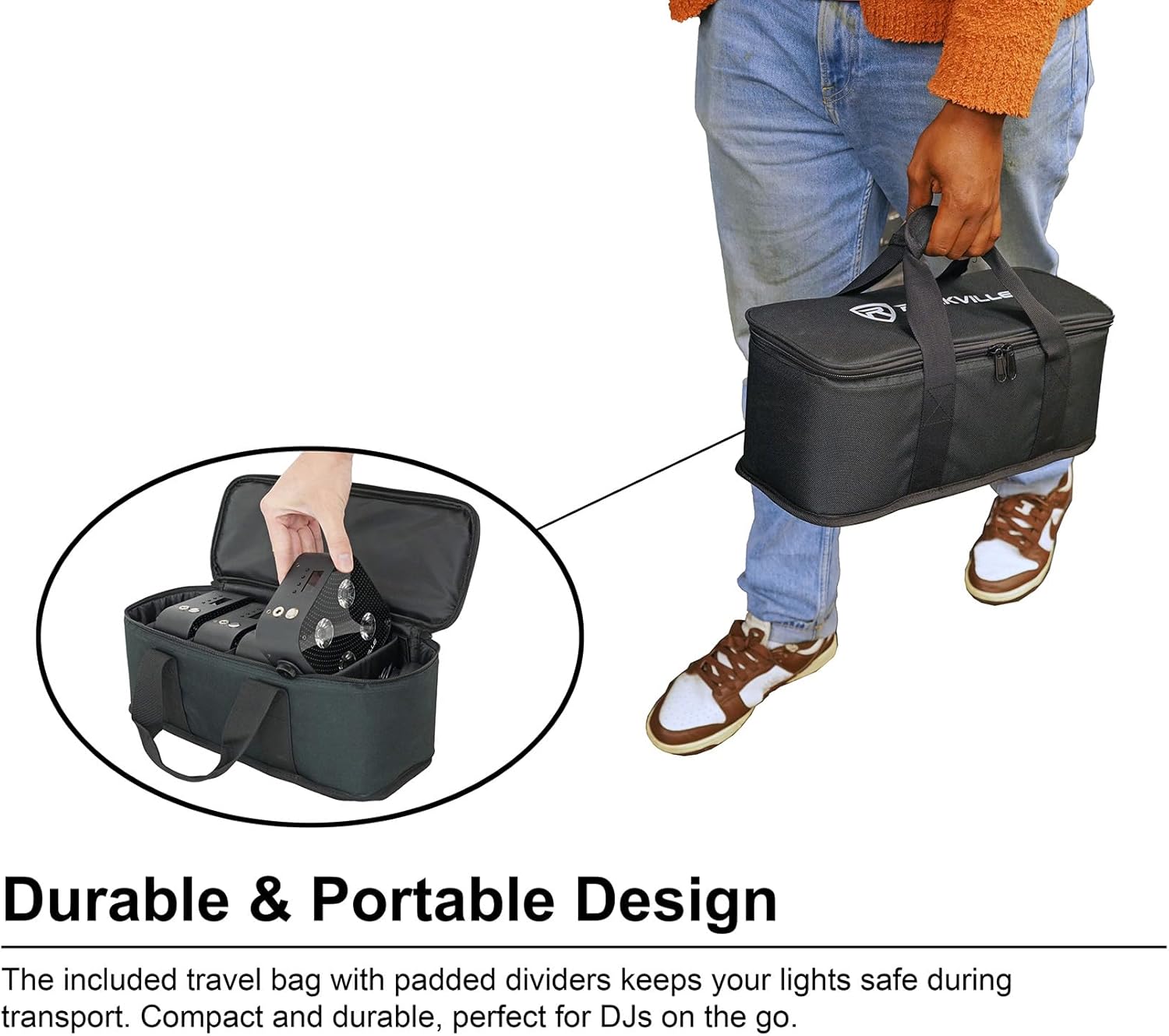 Rockville 4 Pack MINI RF4 V2 Black LED Wash Up Light, RGBWA+UV, Compact, App, Remote, LCD, Wireless DMX, Rechargeable, Perfect for DJ/Party Lighting