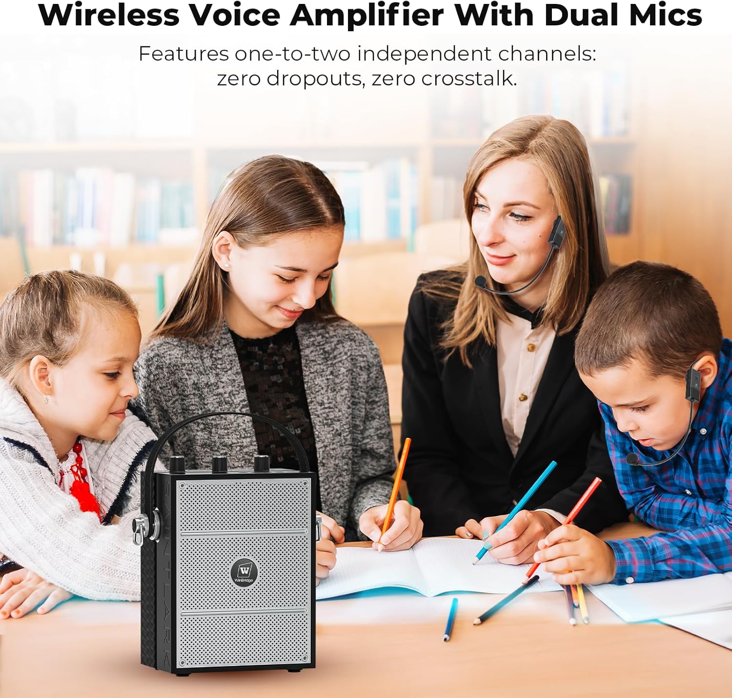 50W Voice Amplifier with 2 Headset Microphones,Microphone with Speaker, Portable Sound System with Microphone,Bluetooth Speaker Megaphone for Teachers, Classroom, Outdoor, Events -S98Plus