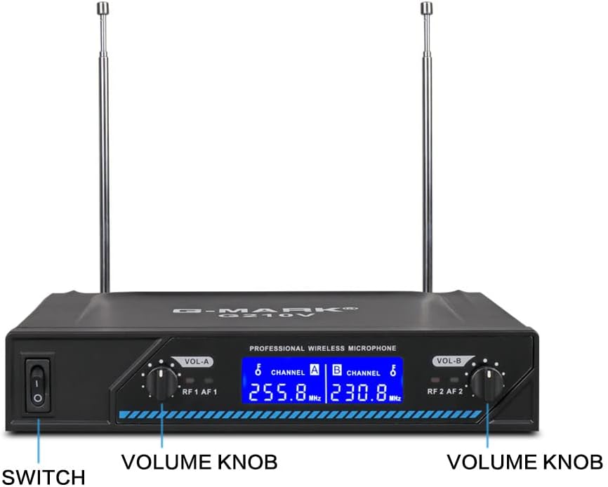 G-MARK G210V Wireless Microphone, Metal Dual Professional VHF Cordless Dynamic Mic Handheld Microphone System for Home Karaoke, Meeting, Party, Church, DJ, Wedding, Home KTV Set, 200ft