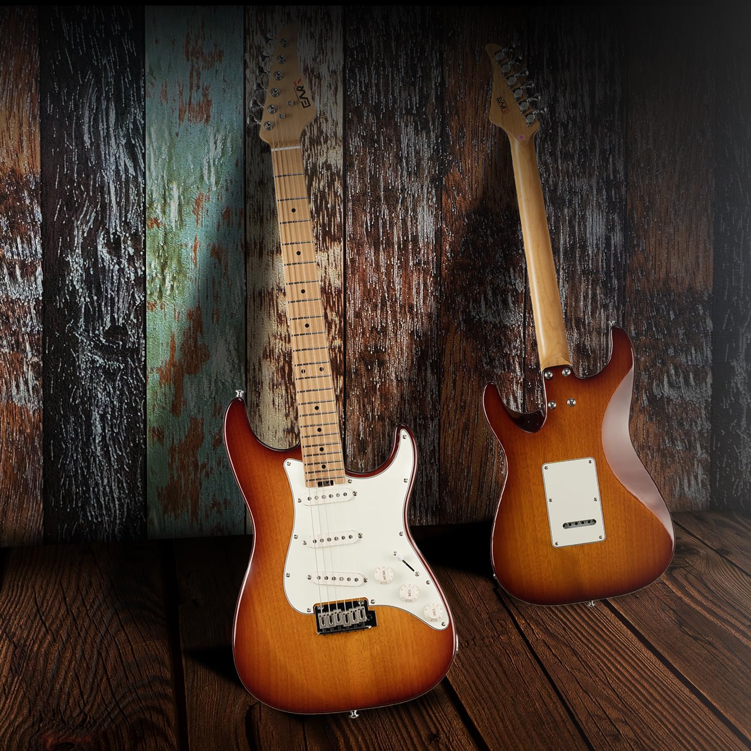 EART NK-VS60 6 String Solid Body Electric Guitar,Roasted Mahogany Body, Full-Size Electric Guitar Alnico-V Pickups, Tremolo System Electric Guitars