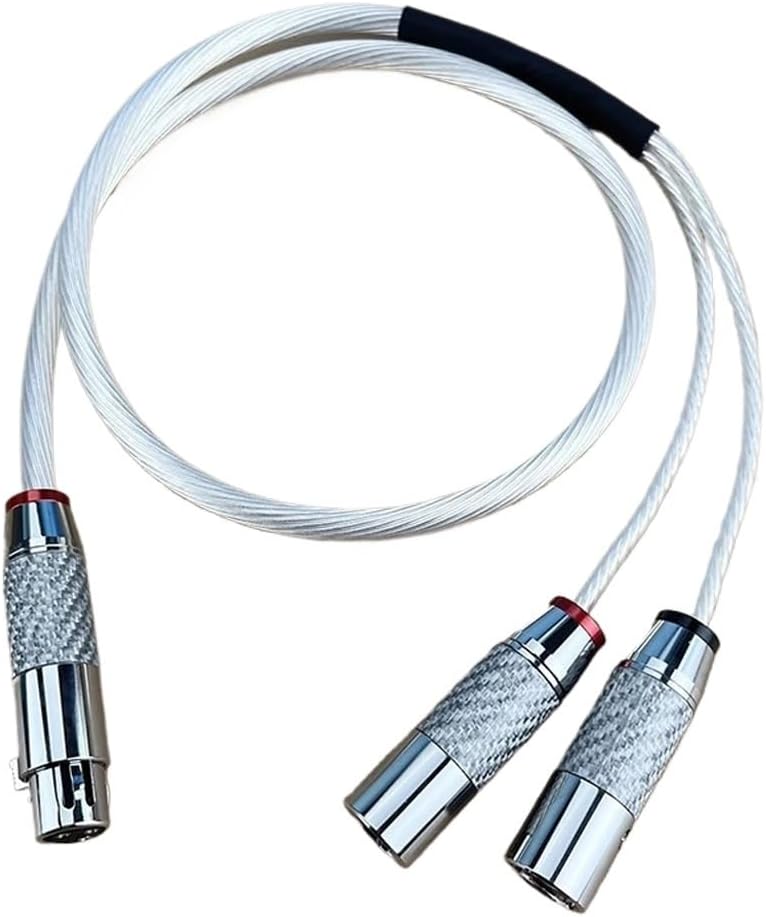 OCC Silver Plated XLR Female to XLR Male Y Splitter 3Pin Balanced Microphone Cable Carbon Fiber Plug(30cm)